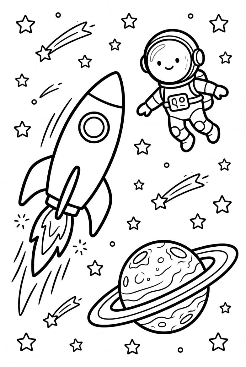 Space Coloring Pages for Kids example 1