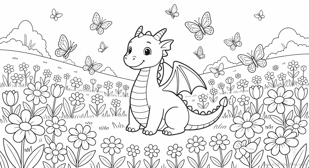 baby dragon in flowers