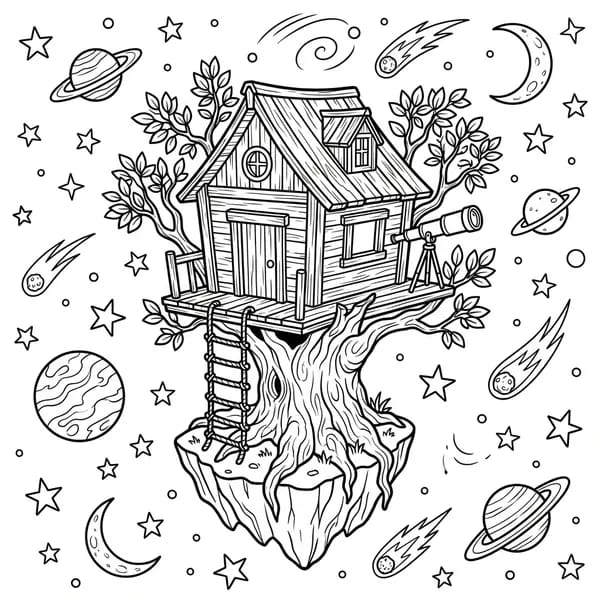 A magical treehouse in space